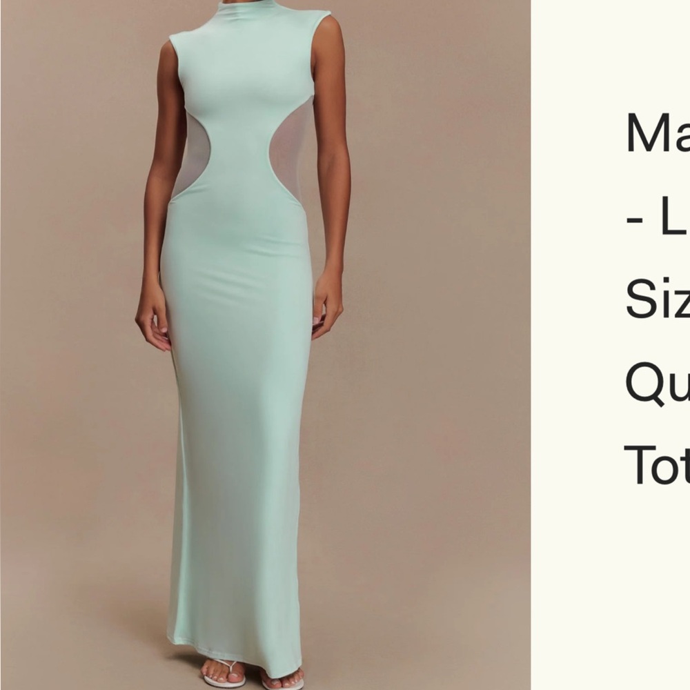 Meshki Massie Slinky And Mesh Maxi Dress - Lagoon